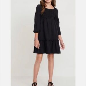 Old Navy Girls Printed Long-Sleeve Double-Weave Fit and Flare Dress for kids 10